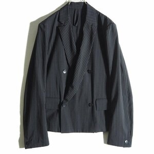 M3936H3　■Edwina Horl エドウィナホール■　pinstripe short jacket ダブルブレスト ウール テーラードジャケット ブラック M / 黒 春夏