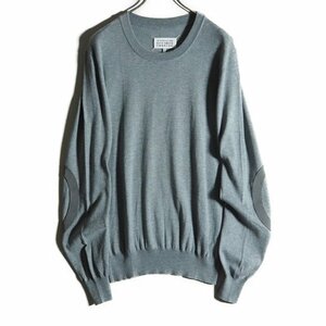 M6419f21　■Maison Margiela メゾンマルジェラ 14■　20SS エルボーパッチ コットン ウール プルオーバーニット グレー M 春～秋