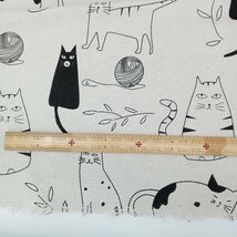 AZ341　長さ90CM＊幅150CM　猫柄プリント生地　帆布　綿麻キャンバス　コットンリネン生地　猫柄プリント　天然繊維_画像5