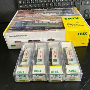 TRIX 15501 DB Грузовая организация SET BARASHI 15501-13-16 UNION WAGONS 4-CAR SET Klassische Guterwagen Der Epoche II