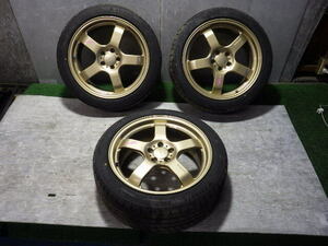 売り切り 215/45R17 17インチ 5穴 BS Prodrive 7.5J アルミホイール 3本 06-03-14-821 D-6-2 スリーアール長野