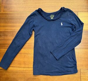 長袖Tシャツ カットソー 長袖　ラルフローレン　Ralph ポロ　POLO ロンT ネイビー　130 トップス