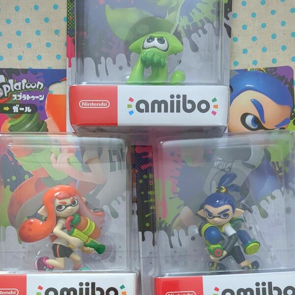 amiibo ガール+ボーイ+イカ（スプラトゥーンシリーズ）3種セット アミーボ 新品未開封 匿名配送 