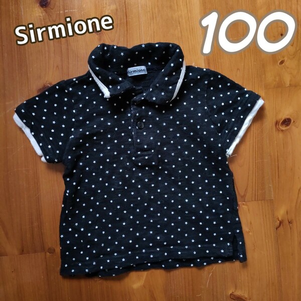100 (95-105 かわいい星柄のポロシャツ　半袖Tシャツ　黒　