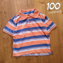 100(95-105 チェロキー　半袖ポロシャツ　半袖　Tシャツ　綿100%　オレンジ　トップス_画像1