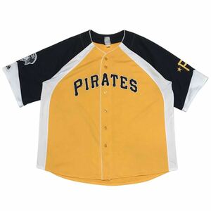 【90s】Majestic マジェスティック MLB パイレーツ クーパーズタウンコレクション ベースボールシャツ メンズXXL相当 黄 黒 ユニフォーム