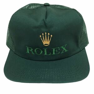 【USA】80s〜90s ROLEX CAP ロレックス メッシュキャップ 帽子 フリーサイズ グリーン 緑 ロゴ ヴィンテージ デッドストック 新品 レア