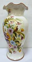 レトロ　海外製　陶器　花瓶　壺　フラワーベース　傘立て　花柄　アンティーク　花器　飾り壺　当時もの　本物_画像2