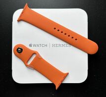 ☆新品・未使用 純正品 Apple Watch HERMES 42mm 44mm 45mmスポーツバンド オレンジ エルメス アップルウォッチ ★_画像3