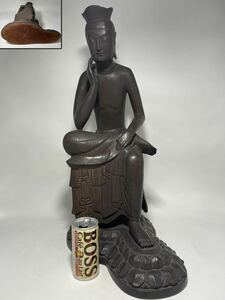 DH994 △ 仏教美術　国宝写　半跏思惟弥勒菩薩像　木目調樹脂製　仏像　H54cm