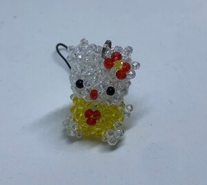 キティちゃんの ストラップ クリスタルビーズ ハンドメイド