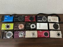 デジタルカメラ　15点　まとめ　Nikon5台　CASIO3台　Panasonic2台　FUJIFILM2台　RICOH1台　SONY1台　Canon1台　動作未確認　現状品_画像1