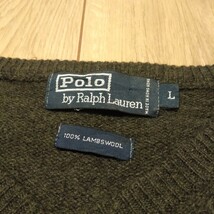 USA古着卸 Lサイズ Polo Ralph Lauren ポロ ラル フローレン ロゴ刺繍 ラグランスリーブ ウール ニット_画像4