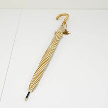 傘 ROPE ロペ USED美品 ストライプ マスタード シンプル 寒竹手元 細巻き 58cm KR A0392_画像5