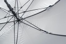 晴雨兼用傘 MIZUNO ミズノ USED美品 ネイビー ロゴ UV 遮光 グラス骨 ジャンプ 62cm 通勤 通学 C A0416_画像3
