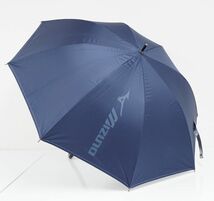 晴雨兼用傘 MIZUNO ミズノ USED美品 ネイビー ロゴ UV 遮光 グラス骨 ジャンプ 62cm 通勤 通学 C A0416_画像1