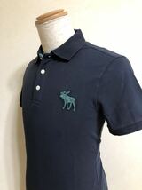 【未使用】 Abercrombie & Fitch アバクロンビー&フィッチ ビッグ アイコン 鹿の子 ストレッチ ポロシャツ サイズXS 半袖 170/84A 紺_画像7