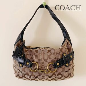 COACH コーチ 11275 ショルダーバッグ ワンショルダー シグネチャー ジャガード ブラックレザー バックル 正規品