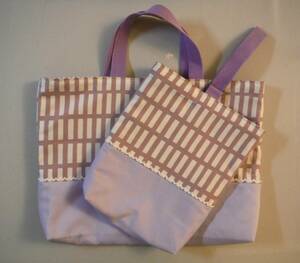  go in . go in . hand made lesson bag 30cm×40cm indoor shoes inserting 2 point set .. lavender name tag attaching 