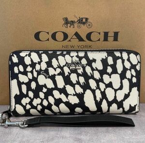 新品　COACH 長財布　コーチ　レディース メンズ アニマルプリント ブラック ホワイト モノトーン