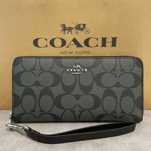 新品 COACH長財布 コーチ レディース メンズ シグネチャー ブラック