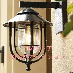 家庭用★高品質 ライト　ポーチライト　防水　玄関灯　ブラック　アンティーク　無電球　レトロ　外灯　ウォールライト　ブラケットライト