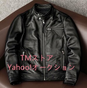 大好評★ 牛革 レザージャケット カウハイド 革ジャン 本革 シングルライダース バイクレザー メンズファッション アメカジ 機関車 S～ 6XL