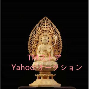 高品質★総檜材 仏教工芸品 木彫仏教 檜木 精密彫刻 仏師で仕上げ品 大勢至菩薩像 高約28cm