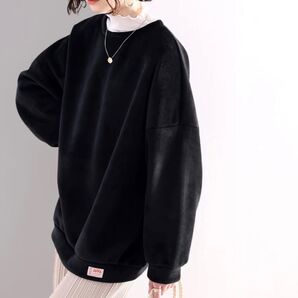 classicalelf Javaコラボ ベロア起毛トレーナー ブラック
