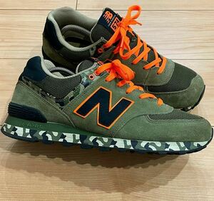 1円〜 希少！ NEW BALANCE ニューバランス 574 ML574CGR スエード切替 スニーカー 迷彩 カモフラ カーキ系 27.0㎝ メンズ 新規×