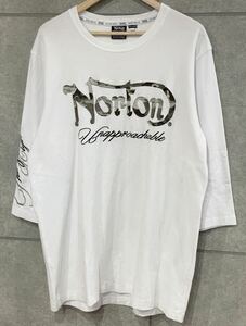 特大サイズ！ Norton ノートン 七分袖 Tシャツ 刺繍 ロゴ 迷彩 白 ホワイト XXXLサイズ メンズ 大きいサイズ 送料込 新規×