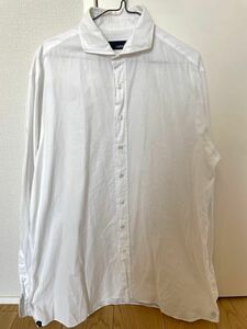 【美品】LARDINI ラルディーニ　長袖シャツ 白無地　ドレスシャツ　シャツ　