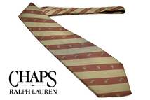 N-1075★送料無料★美品★CHAPS RALPH LAUREN チャップス ラルフローレン★日本製 犬 ダックスフンド ストライプ柄 織生地 シルク ネクタイ_画像1