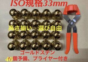 ◆ゴールドステン◆ナットキャップ★ISO規格33mm★40個予備プライヤー付き