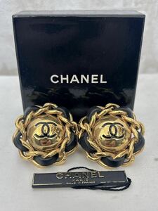 CHANEL シャネル イヤリング ココマーク 93P レザー ゴールド ラウンド ヴィンテージ アクセサリー