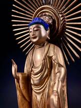仏教美術 仏像 阿弥陀如来立像 木彫 仏具 木製 立像 仏教 骨董 置物 仏様 仏像_画像9