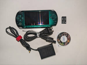 PSP3000 2GBメモリースティック モンスターハンターポータブル2nd G 社外新品バッテリー ダークグリーン