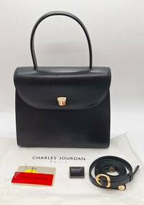 シャルルジョルダン バッグ 2WAY ハンドバック ショルダーバッグ フォーマル レザー 本革 留め具2種 箱付き CHARLES JOURDAN 【3938】