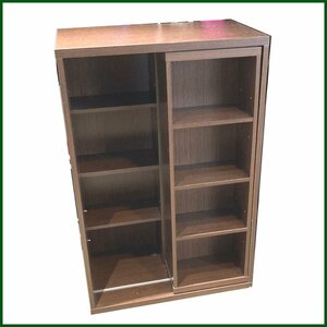  used * Manufacturers unknown * bookcase sliding type 60×35×90 wood grain Brown a little . attaching weak used 319