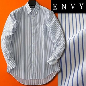 【新品ブランド品】送料無料 山喜 エンビオム ENVY HOMME ストレッチファインクロス メンズドレス シャツ L(首回41) 白青 長袖 HJD558-H