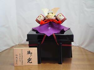  Kato one . work Boys' May Festival dolls helmet decoration four minute. one small Sakura leather helmet 