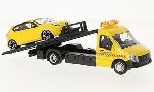 1/43ibekotei Lee loading car Alpha Romeo Mito yellow Iveco Daily Transporter with Alfa Romeo Mito 1:43 Bburago packing size 60