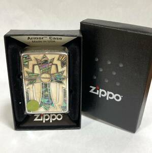 ＃1631 ★１円スタート★ ZIPPO ARMOR ジッポー アーマー Zippo Armor ２面加工 未使用状態 クロス オイルライター