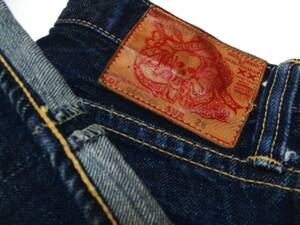 即決良好!!参価2.5万SKULL JEANSインディゴデニムW28【錬金術師】日本製スカルジーンズ5508XXアルキャミスト☆グリッパージッパー