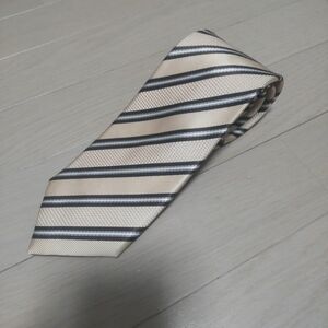 パーフェクトスーツファクトリー 日本製 イエロー ストライプ シルク ネクタイ