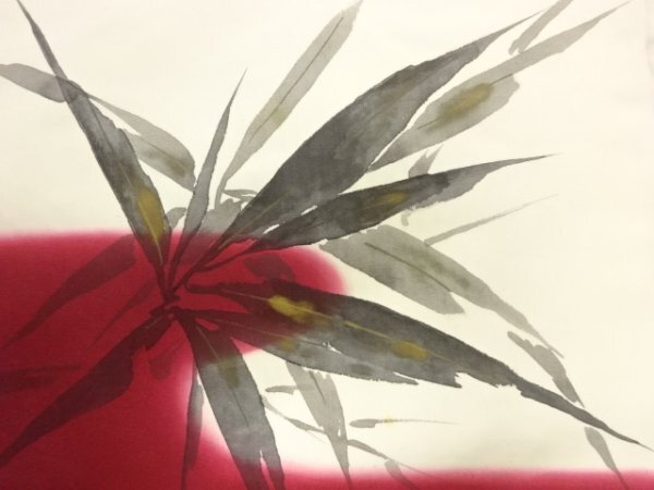 ys6854295 ; Shiose peint à la main motif brume et bambou Nagoya obi [antique] [portant], groupe, Nagoya obi, Adapté