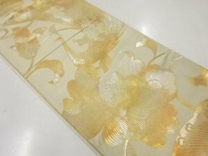 ys6860576; 孔雀に花模様織出し袋帯（材料）【アンティーク】【着】