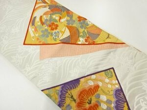 ys6870159; サービス品　色紙に鳳凰・糸巻き・草花模様織出し袋帯【リサイクル】【着】