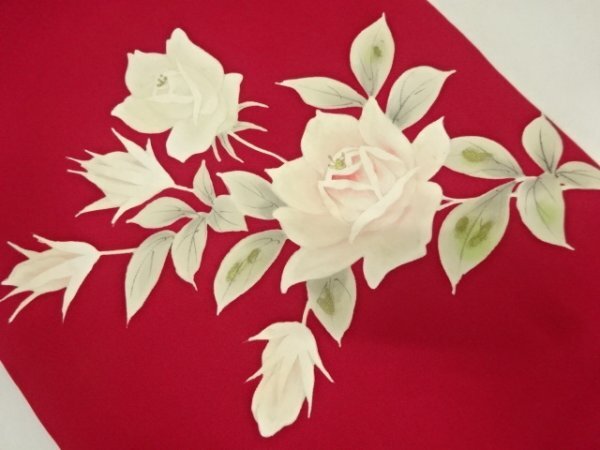 ys6896853; Shiose hand-painted rose pattern Nagoya obi [antique] [wear], Women's kimono, kimono, antique, Remake materials