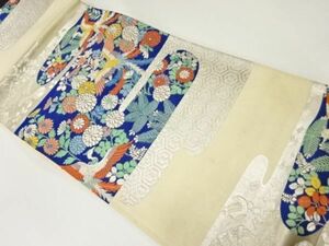 ys6905788; ヱ霞に鳳凰・草花模様織出し袋帯（材料）【アンティーク】【着】